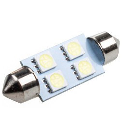 Автолампа диод T11 (C5W) 12V 4 SMD 1-конт 39мм Белая SKYWAY комп.2 шт салон/номер