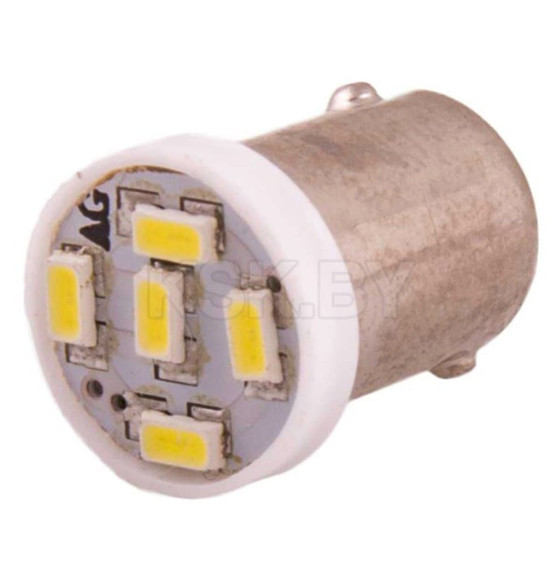 Автолампа диод T8,5 (T4W) 12V 5 SMD BA9s 1-конт Белая SKYWAY комп.10 шт габарит/стоп/салон/номер (S08201227) 