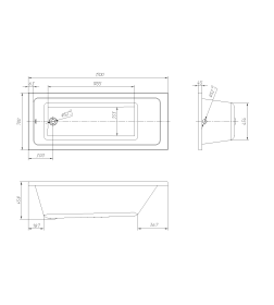 Ванна акриловая 170х70 см Ventospa Novaro La   (без ног)