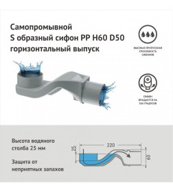 Желоб BERGES водосток напольный С1 Norma 500 нержавеющая сталь, матовый черный, S-сифон D50 боковой