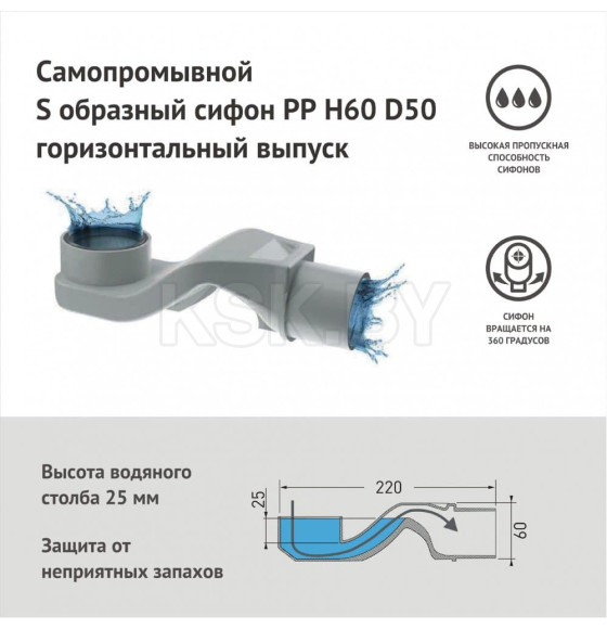 Желоб BERGES водосток напольный С1 Norma 700 нержавеющая сталь, решетка  матовый хром, S-сифон D50 H (090138) 