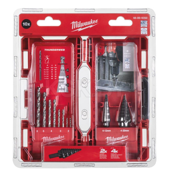 Набор ступенчатых сверл и сверл по металлу Milwaukee STEP DRILL SET (10 шт.) (48899350) 