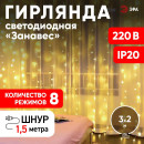 Гирлянда светодиодная ЕNIG - 320W Занавес 8 режимов 3*2 м теплый белый 320 LED IP20 220 V ЭРА (Б0051872) 