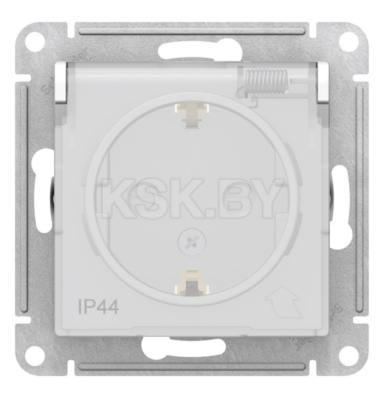 Розетка 1-я с з/к шторками и крышкой белый IP44 Schneider Electric Atlasdesign (ATN440146) 