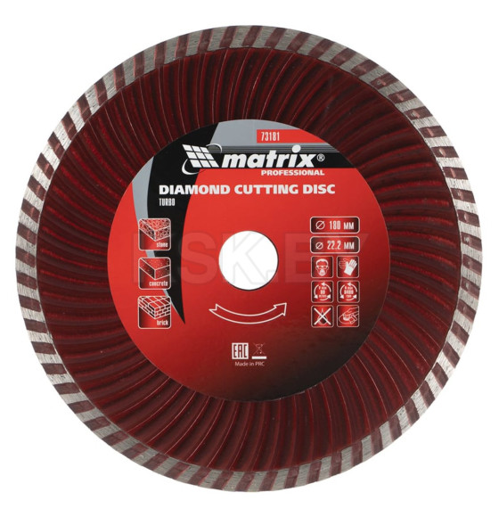 Диск алмазный 180х22,2 мм Turbo, сухая резка Matrix 73181 (73181) 