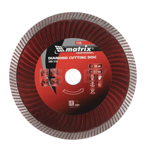 Диск алмазный 180х22,2 мм Turbo Extra, сухая резка Matrix 73196 (73196) 