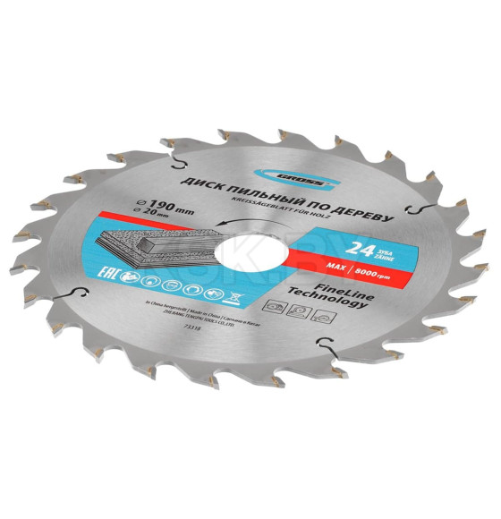 Диск пильный по дереву 190х24Tх30 мм Gross 73318 (73318) 