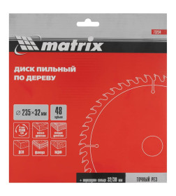 Диск пильный по дереву 235х48Tх32/30 мм Matrix 73234