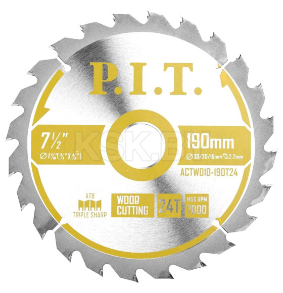 Диск пильный по дереву 190x24Tх30/20/16 мм P.I.T. ACTW10-190T24 (ACTW10-190T24) 