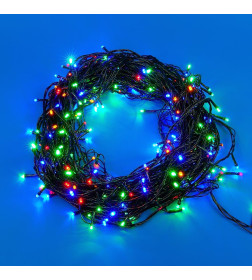 Гирлянда светодиодная, 50м. 500 светодиодов. Разноцветный свет Провод зеленый ТМ Uniel ULD-S5000-500/DGA MULTI IP20