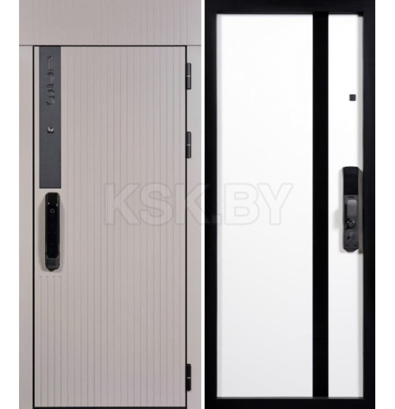 Дверь входная "Рейн" Латте/Белый,электронный замок Gimmel F50  (правая)  960х2050 мм