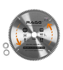 Диск пильный по алюминию 255х100Tх30/25,4/20/16 мм RAGE by VIRA 594505