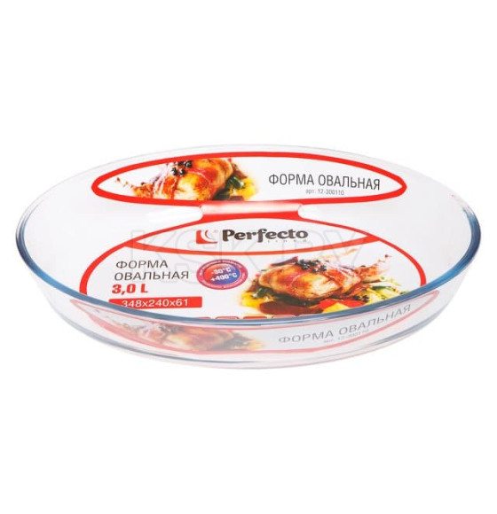Форма из жаропрочного стекла, 3.0 л, овальная, 348х240х61 см, PERFECTO LINEA (12-300110) 