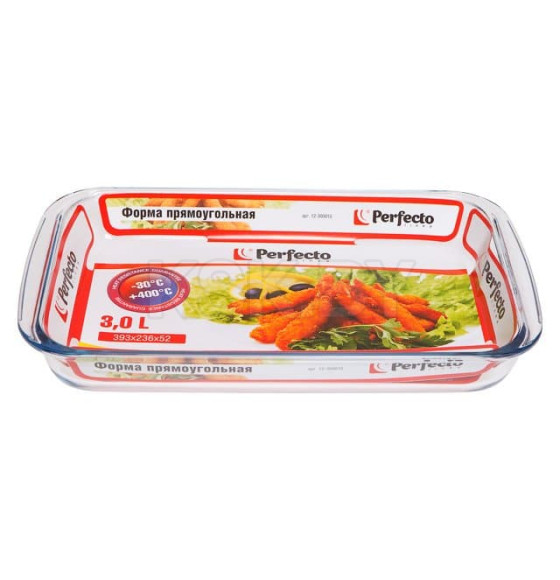Форма из жаропрочного стекла, 3.0 л, прямоугольная, 393х236х52 см, PERFECTO LINEA (12-300010) 