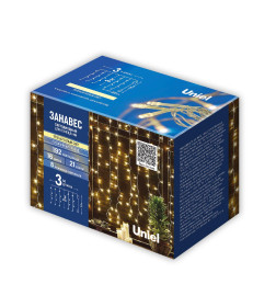 Занавес светодиодный 3х3м. 192 светодиода. Теплый белый свет Провод прозрачный ULD-C3030-192/DTA WARM WHITE IP20 TM Uniel