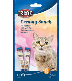 Лакомство "TRIXIE Creamy Snacks" для кошек,сливочн. закуска,рыба/курица,без глютена и сахара,14г*5шт