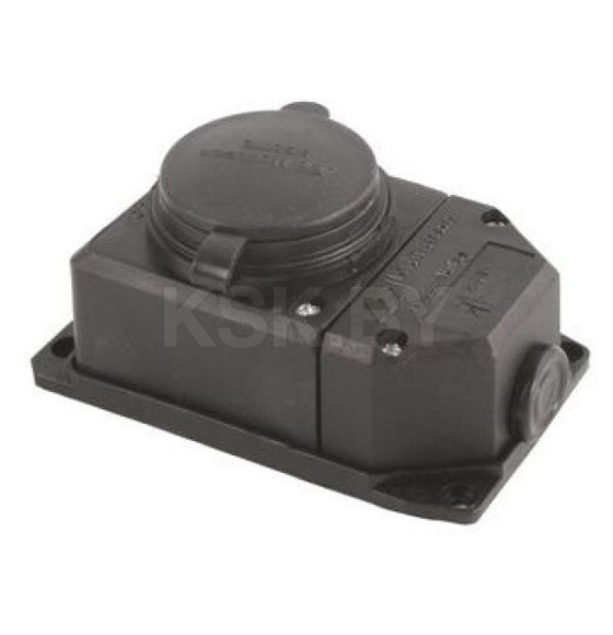 Розетка 2Р+Е с крышкой IP44 черный Tena (010-083-500296) 