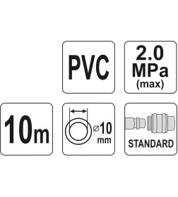 Пневмошланг PVC 10мм х 10м, YATO