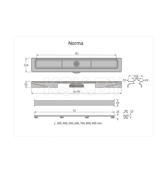 Желоб водосток напольный BERGES С1 Norma 600 (095037) 