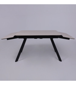 Стол ЛЕОН NEW , керамика 1 кат. 1200(1840)*800, Камень слоновая кость Bayona Ivory/Черный матовый