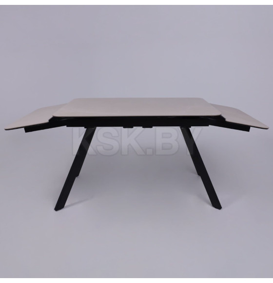 Стол ЛЕОН NEW , керамика 1 кат. 1200(1840)*800, Камень слоновая кость Bayona Ivory/Черный матовый (115574)