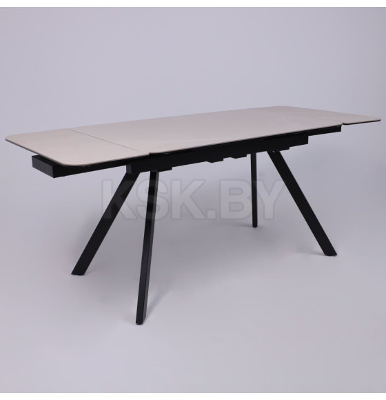 Стол ЛЕОН NEW , керамика 1 кат. 1200(1840)*800, Камень слоновая кость Bayona Ivory/Черный матовый (115574)