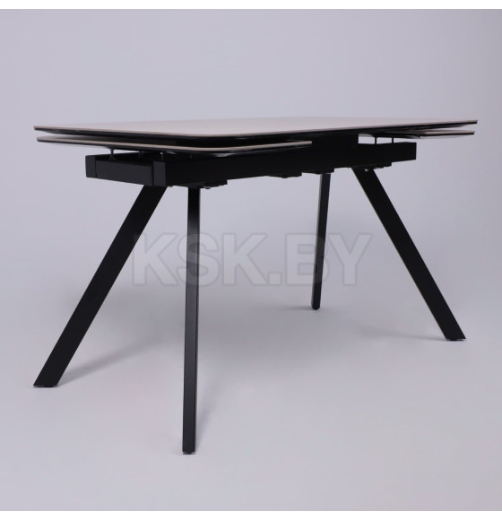Стол ЛЕОН NEW , керамика 1 кат. 1200(1840)*800, Камень слоновая кость Bayona Ivory/Черный матовый (115574)