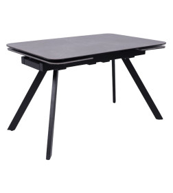 Стол ЛЕОН NEW, керамика 1 кат. 1200(1840)*800, Камень серый Bayona Grey/Черный матовый