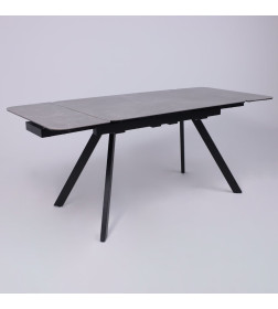 Стол ЛЕОН NEW, керамика 1 кат. 1200(1840)*800, Камень серый Bayona Grey/Черный матовый
