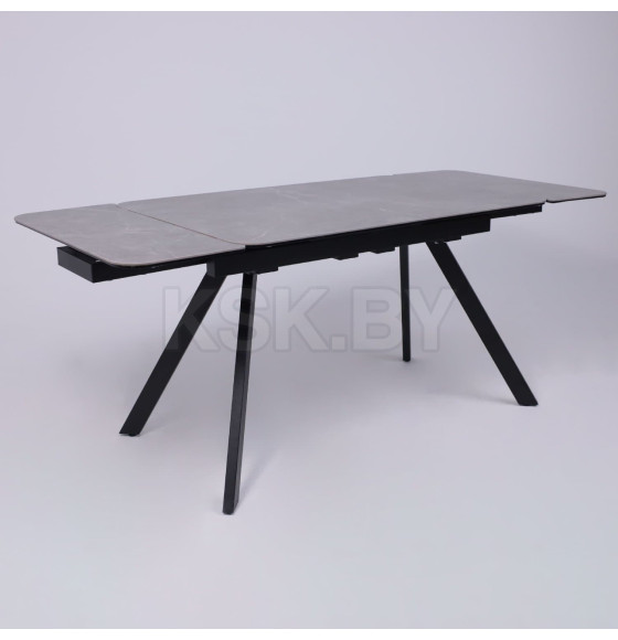 Стол ЛЕОН NEW, керамика 1 кат. 1200(1840)*800, Камень серый Bayona Grey/Черный матовый (115575)