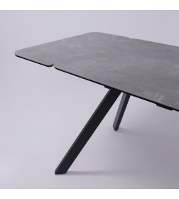 Стол ЛЕОН NEW, керамика 1 кат. 1200(1840)*800, Камень серый Bayona Grey/Черный матовый
