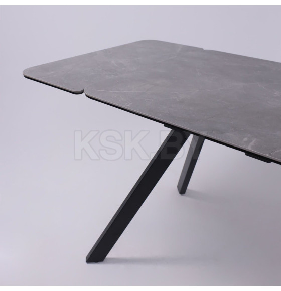 Стол ЛЕОН NEW, керамика 1 кат. 1200(1840)*800, Камень серый Bayona Grey/Черный матовый (115575)
