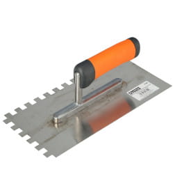 Гладилка нержавеющая 130х270 мм (зуб 10x10 мм) двухкомпонентная FASTER TOOLS 1742