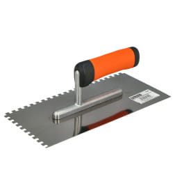 Гладилка нержавеющая 130х270 мм (зуб 10x10 мм) двухкомпонентная FASTER TOOLS 1742