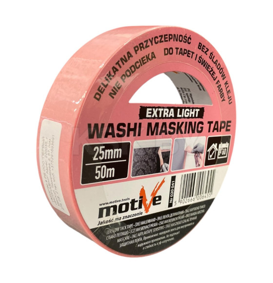 Лента малярная из рисовой бумаги WASHI EXTRA LIGHT 25mm/50m MOTIVE (F00308) 
