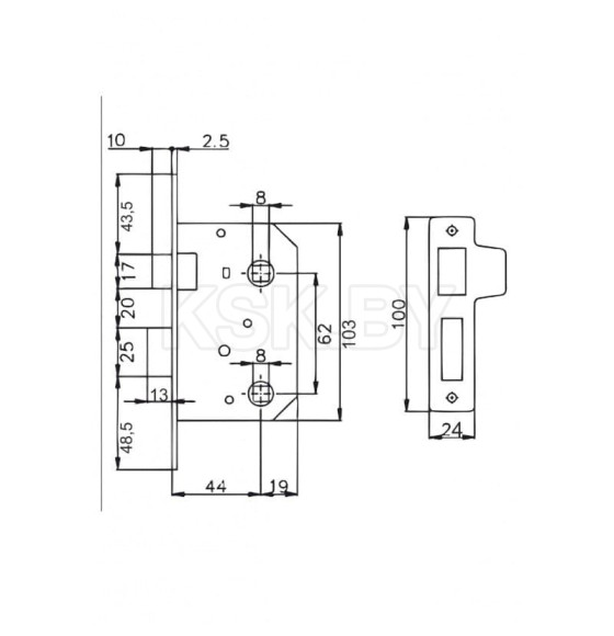 Дверная защелка Vettore 251 WC AB 