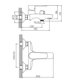 Смеситель для ванны Cron CN60523, хром