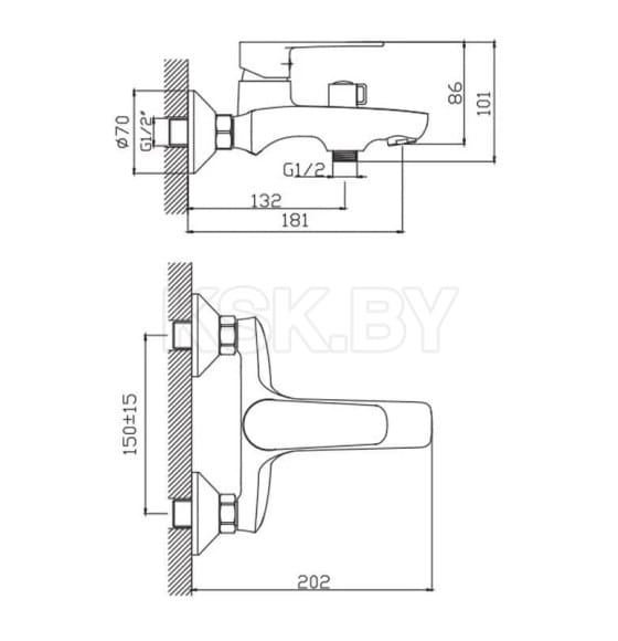 Смеситель для ванны Cron CN60523, хром (CN60523) 