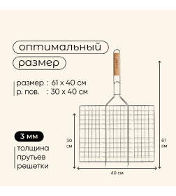 Решетка гриль Maclay, хромированная сталь, 61 х 40 х 30 см   120120