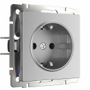 Розетка 1-я с з/к и шторками (серебряный) Werkel W1171106 (W1171106) 