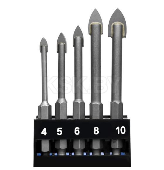 Набор сверл по стеклу 4-10 мм (5 шт.) VERTEXTOOLS (0088-5)