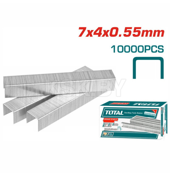 Скобы для тапенера 7х4х0,55 мм (10000 шт.) TOTAL THTPTM1251S (THTPTM1251S) 
