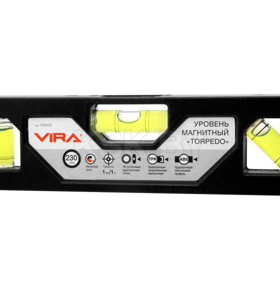 Уровень торпедо магнитный 230мм. VIRA (100408) 