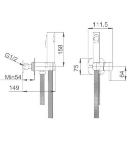 Смеситель с гигиенической лейкой Haiba HB5518-3, оружейная сталь