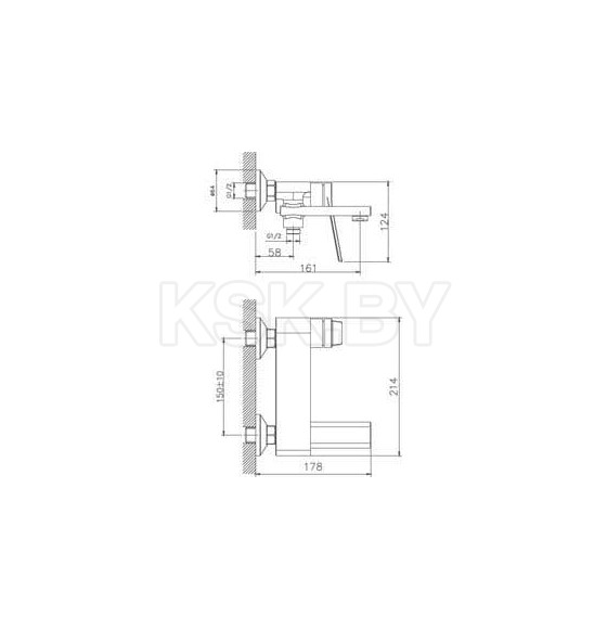 Смеситель для ванны Haiba HB60572, хром (HB60572) 