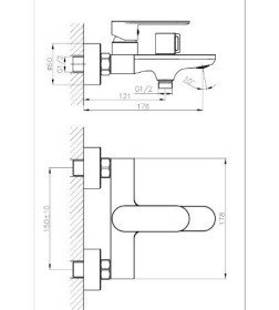 Смеситель для ванны Haiba HB60590, хром