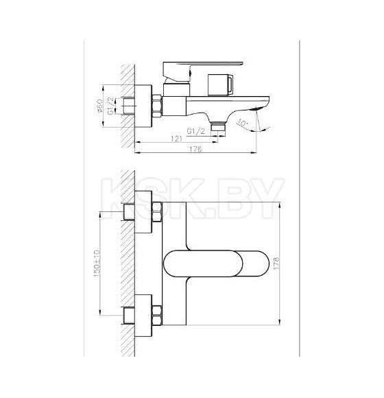 Смеситель для ванны Haiba HB60590, хром (HB60590) 