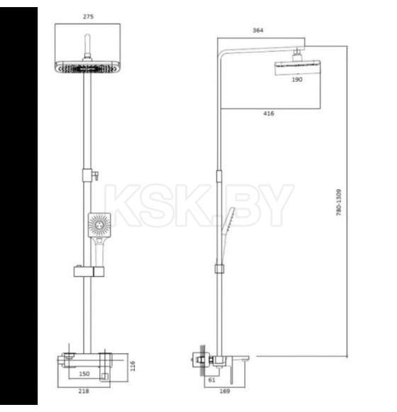 Душевая система Haiba HB24615-7, черный (HB24615-7) 