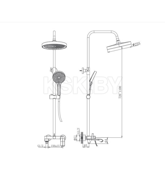 Душевая система Haiba HB24554-7, черный (HB24553-7) 