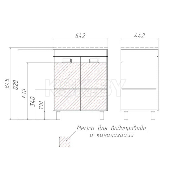 Тумба напольная Домино CUBE 65 под умывальник MILEN DC5002T (DC5002T) 